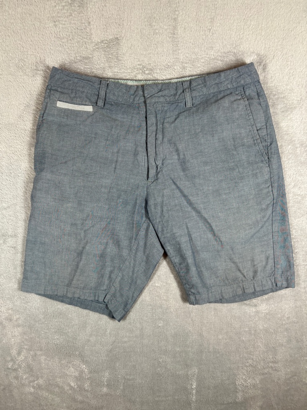 Linksoul Light Blue Chambray Flat-Front Shorts 33